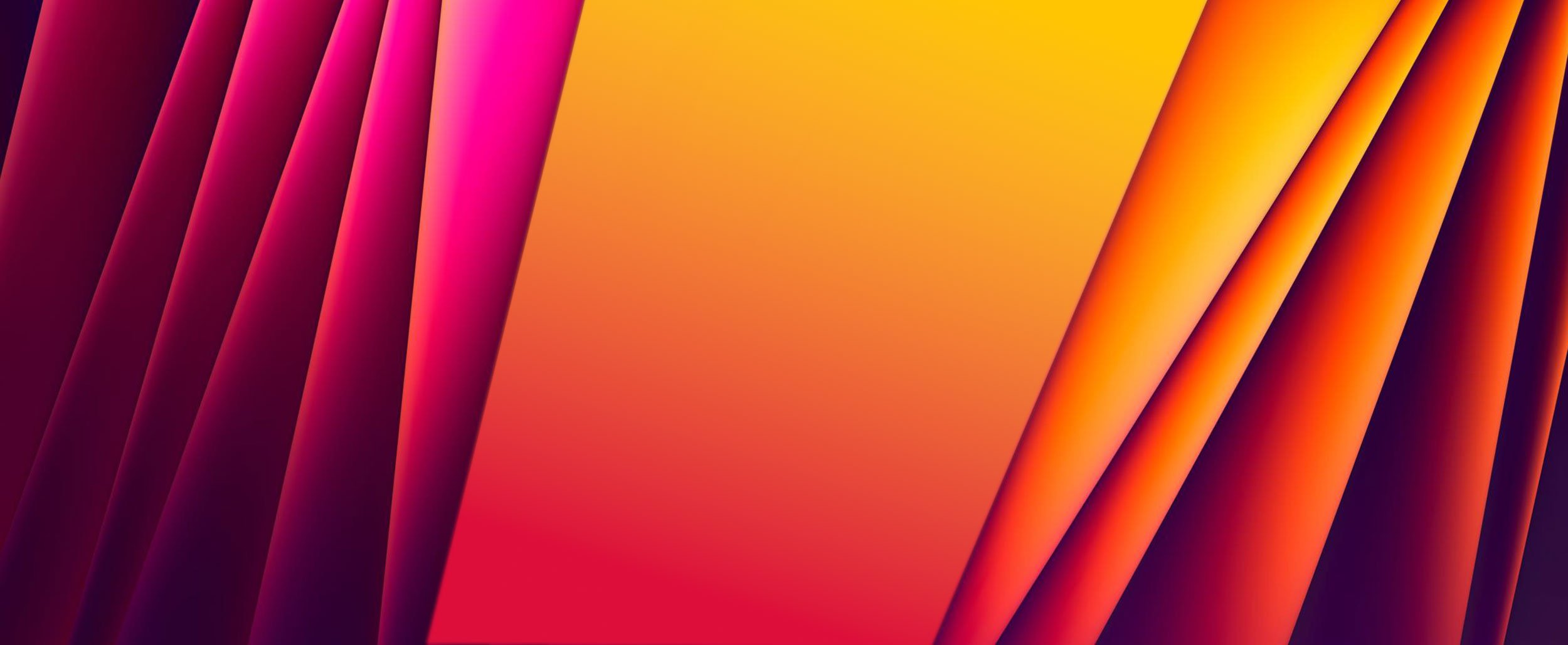 Abstract red, orange, and magenta diagonal banner graphic.